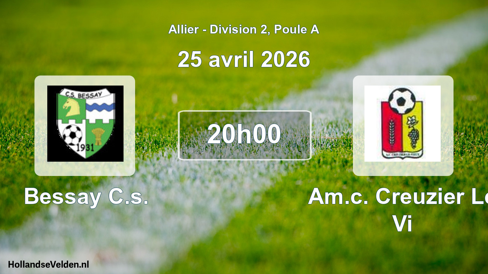 Match programmé: Bessay C.s. - Am.c. Creuzier Le Vi (25 avril 2026)