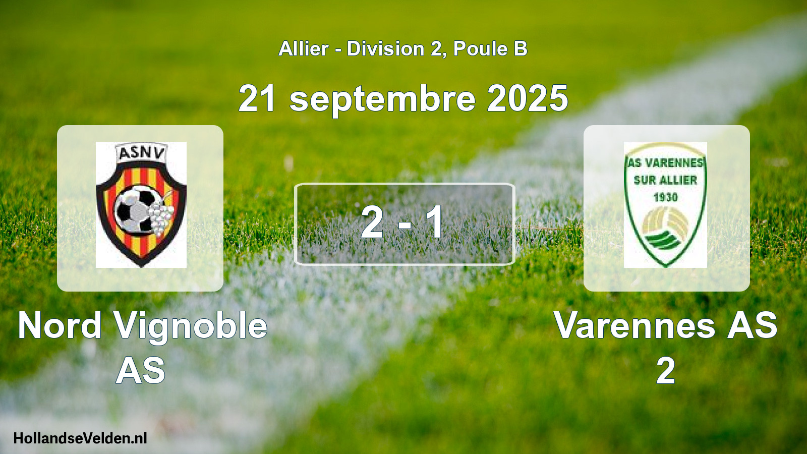 Match joué: Nord Vignoble AS - Varennes AS 2 2 - 1 (21 septembre 2025)