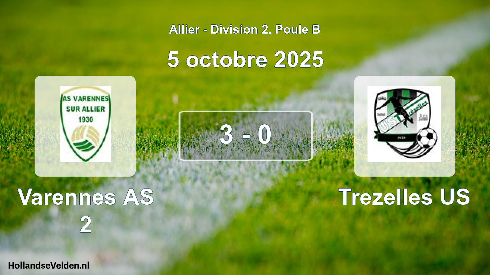 Match joué: Varennes AS 2 - Trezelles US 3 - 0 (5 octobre 2025)