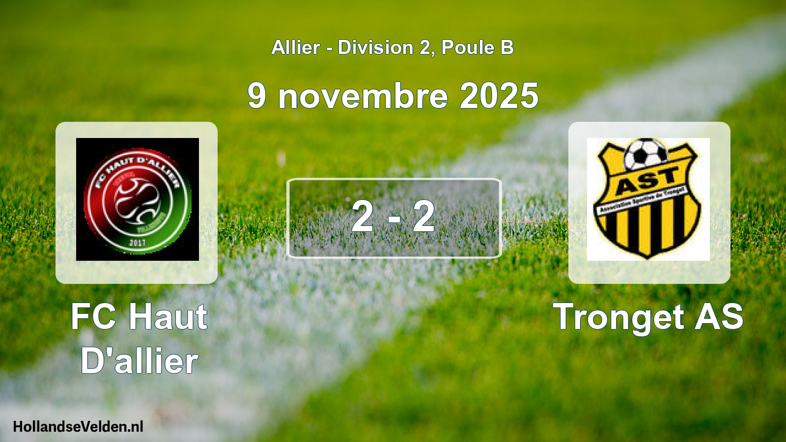 Gespeelde wedstrijd: FC Haut D'allier - Tronget AS 2 - 2 (9 november 2025)