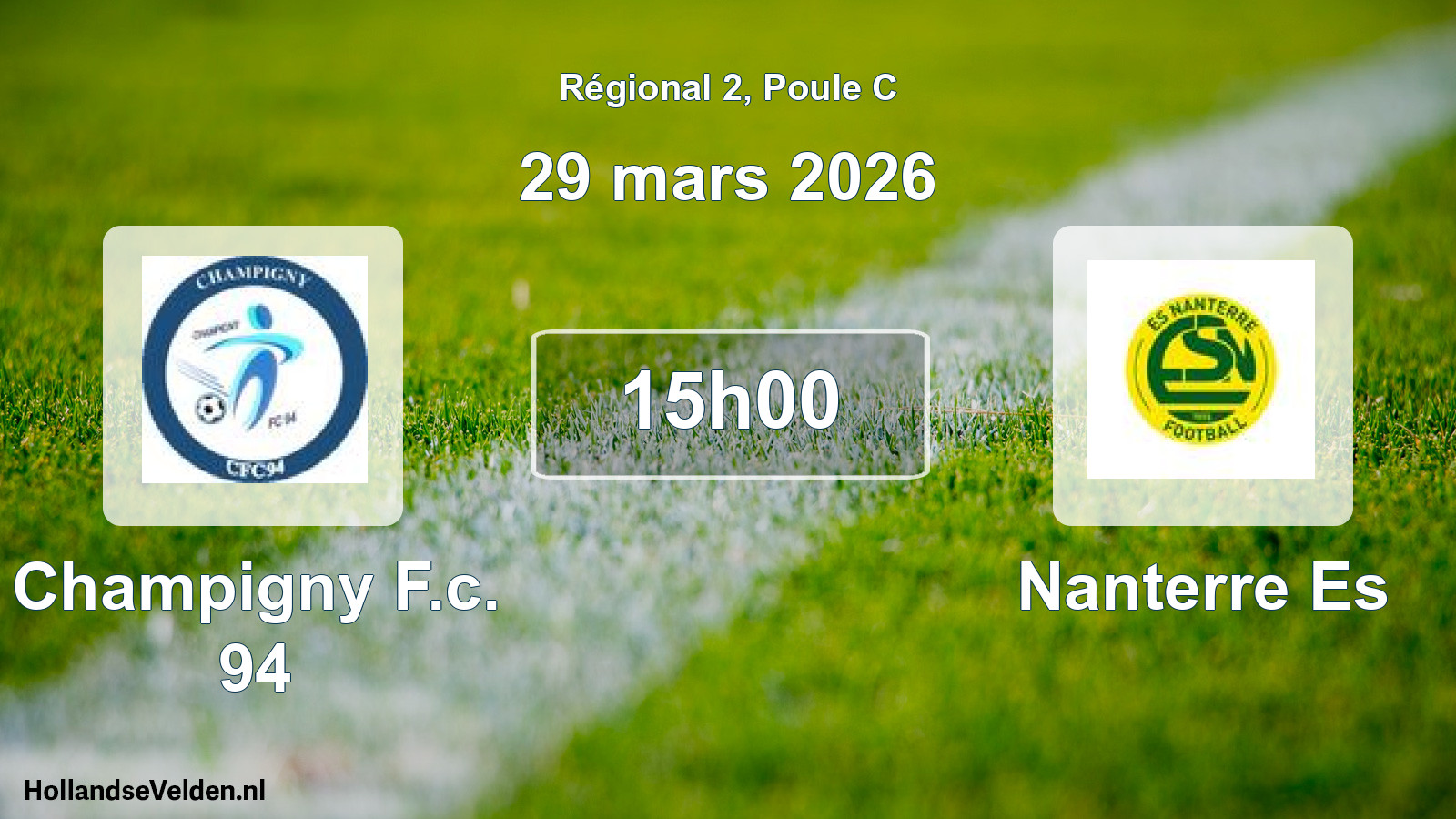 Geplande wedstrijd: Champigny F.c. 94 - Nanterre Es (29 mars 2026)