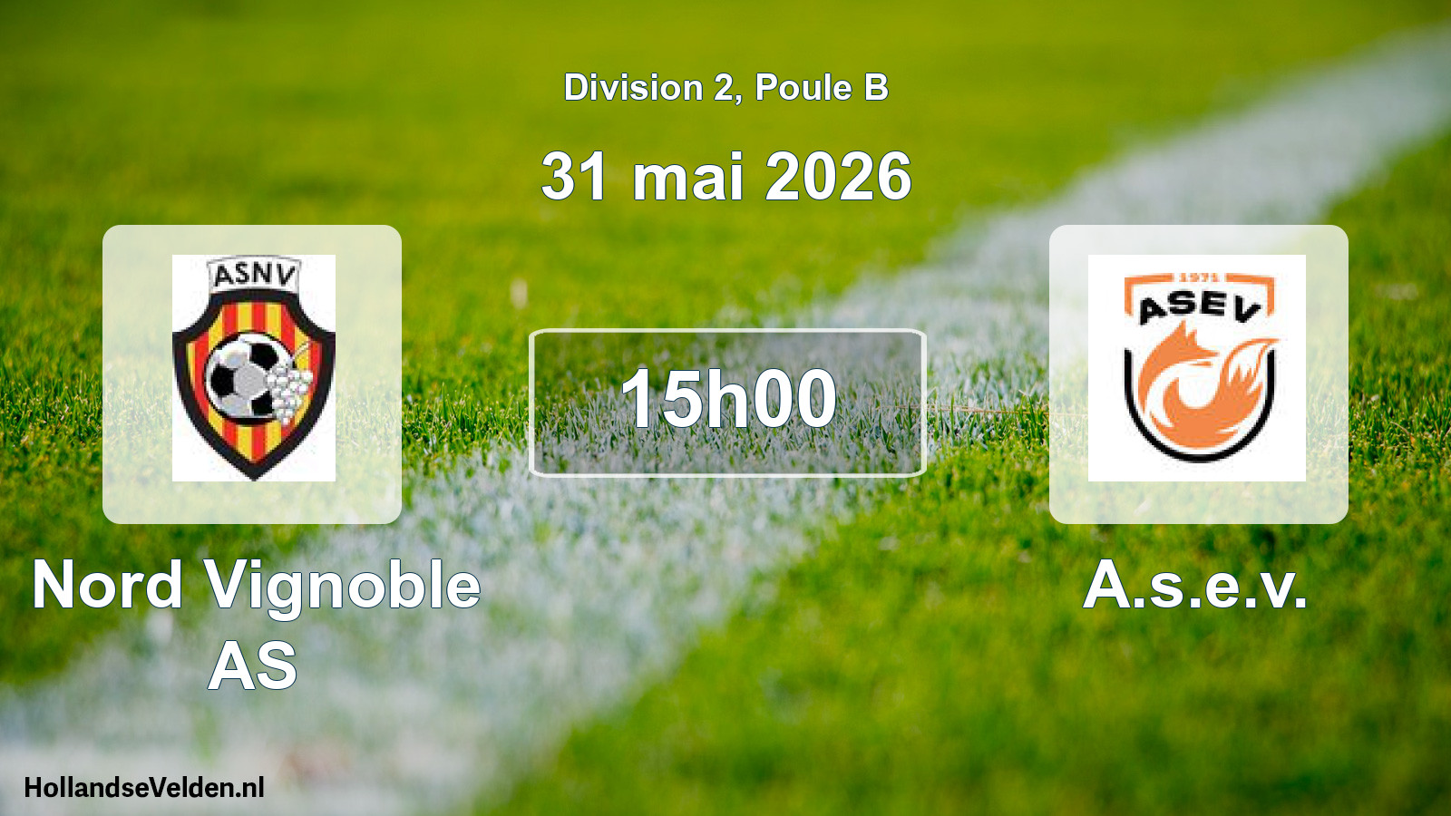 Match programmé: Nord Vignoble AS - A.s.e.v. (31 mai 2026)