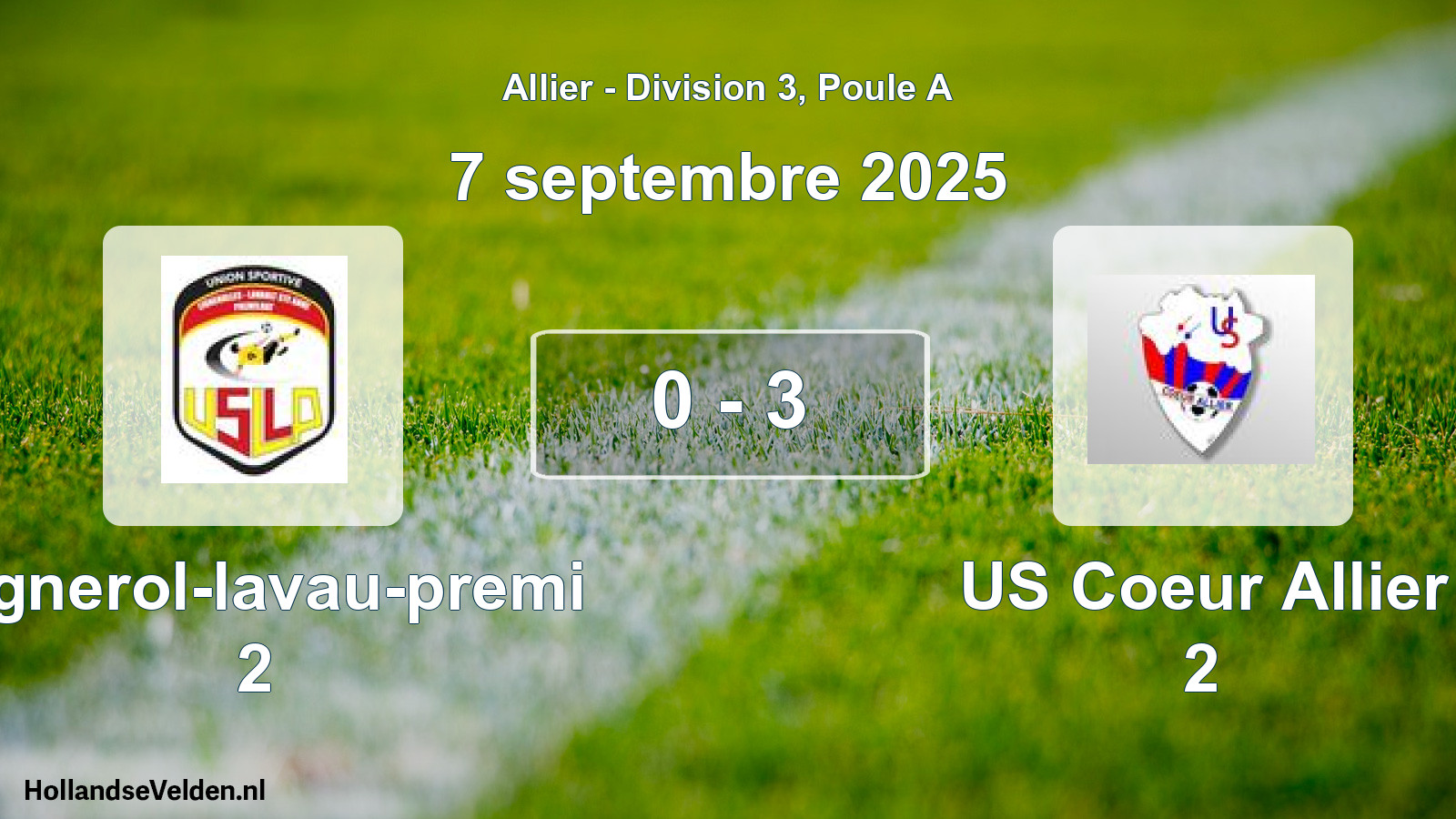 Match joué: Lignerol-lavau-premi 2 - US Coeur Allier 2 0 - 3 (7 septembre 2025)