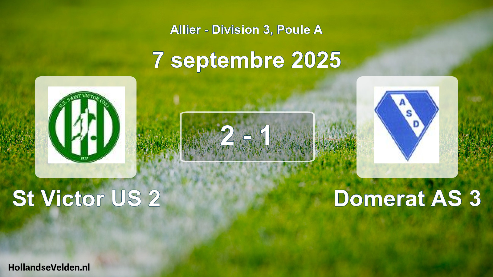 Gespeelde wedstrijd: St Victor US 2 - Domerat AS 3 2 - 1 (7 september 2025)