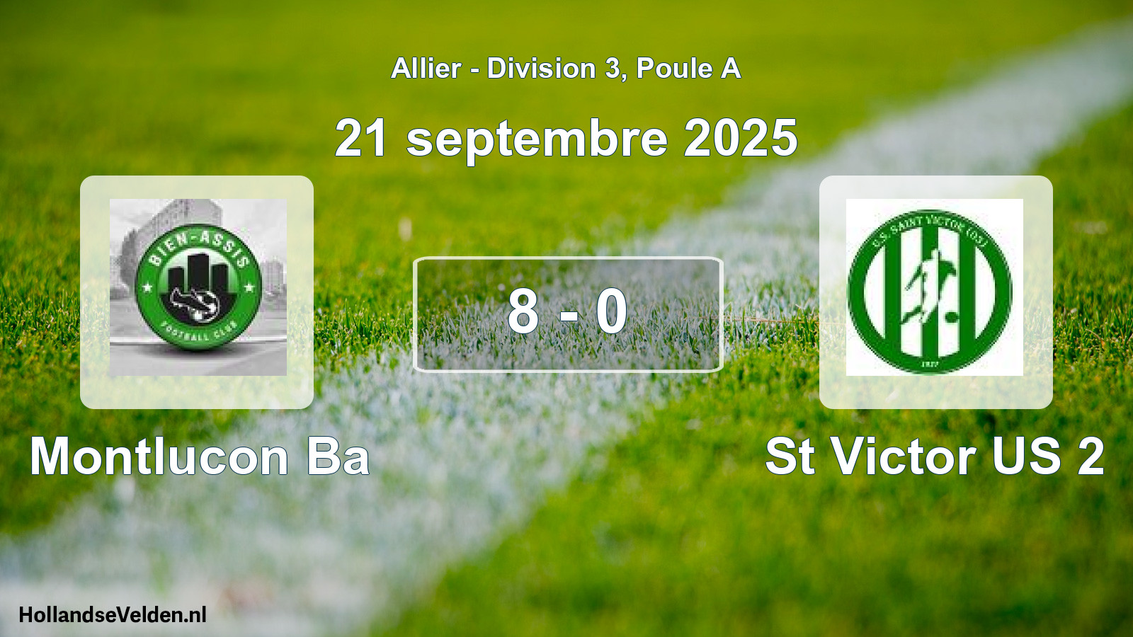 Gespeelde wedstrijd: Montlucon Ba - St Victor US 2 8 - 0 (21 september 2025)