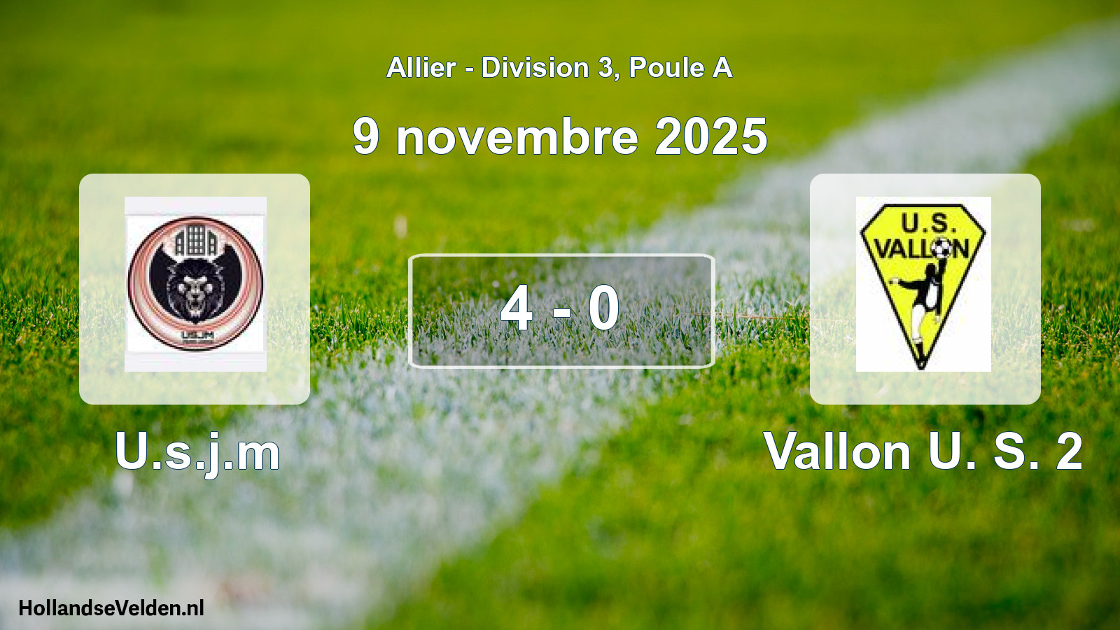 Match joué: U.s.j.m - Vallon U. S. 2 4 - 0 (9 novembre 2025)