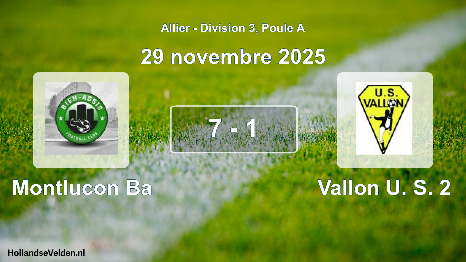 Gespeelde wedstrijd: Montlucon Ba - Vallon U. S. 2 7 - 1 (29 november 2025)