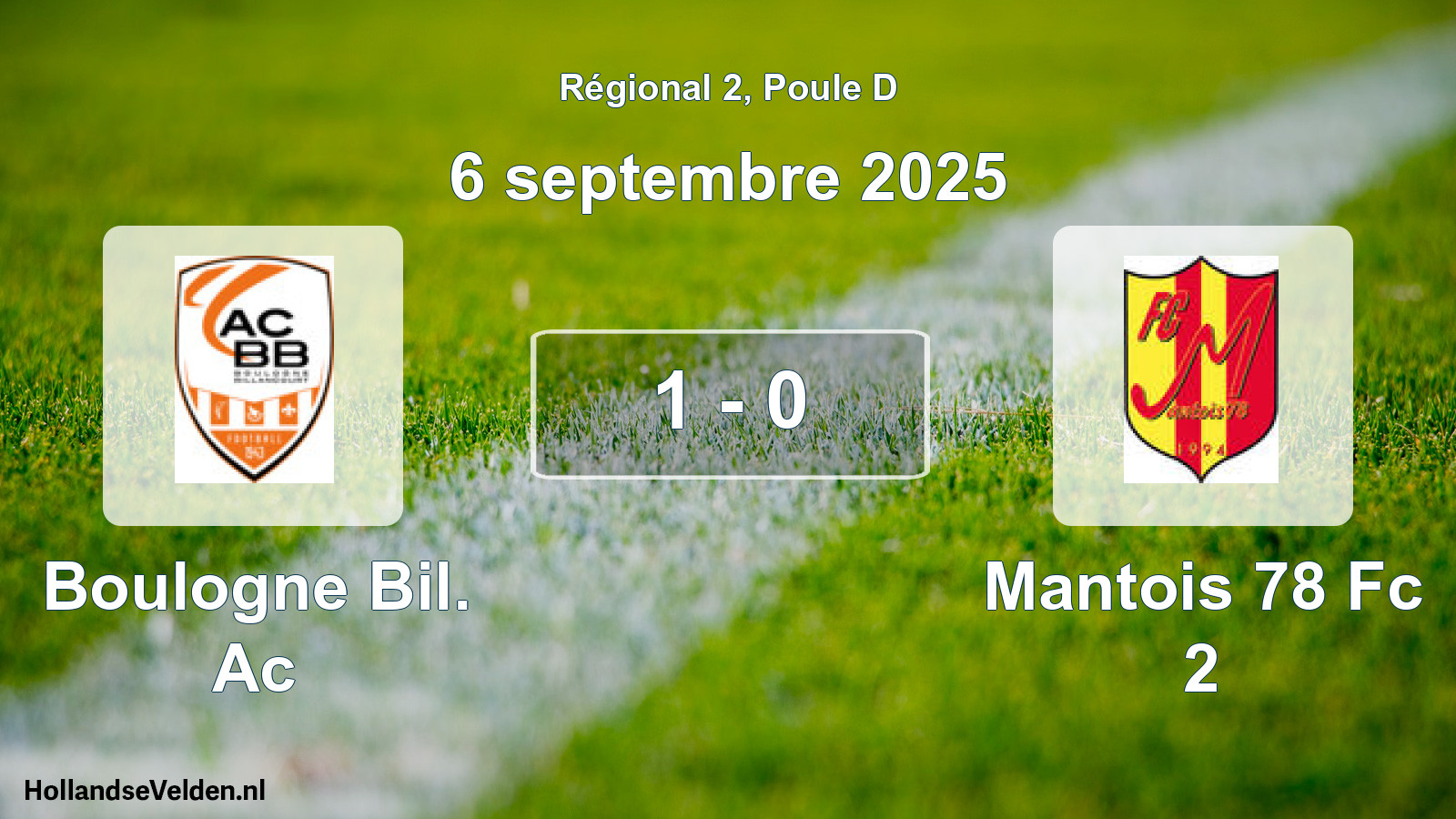 Total number of matches played: Boulogne Bil. Ac - Mantois 78 Fc 2 1 - 0 (6 September 2025)
