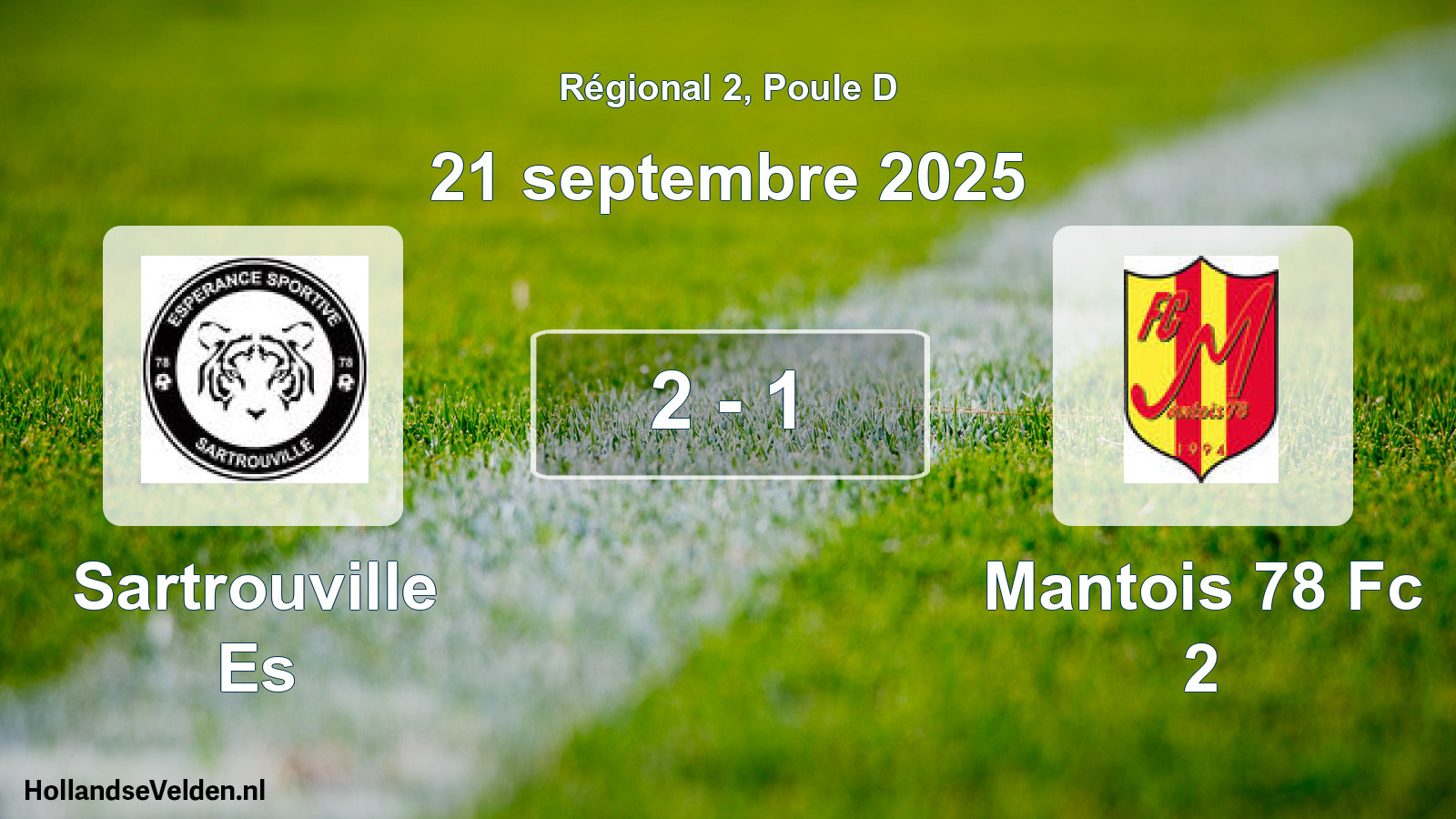 Gespeelde wedstrijd: Sartrouville Es - Mantois 78 Fc 2 2 - 1 (21 septembre 2025)
