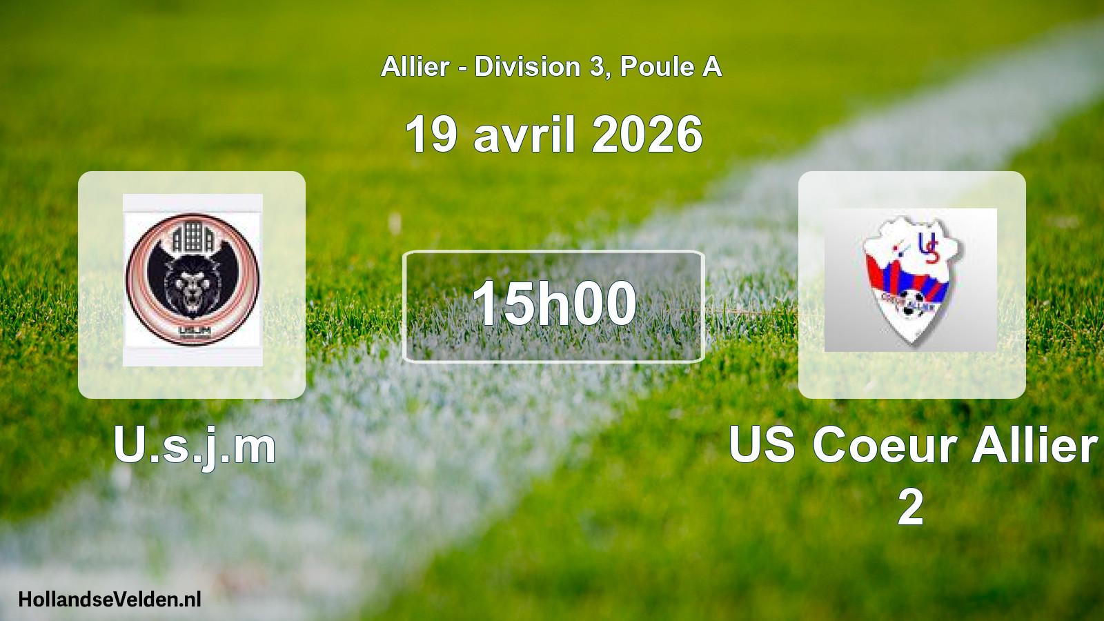 Match programmé: U.s.j.m - US Coeur Allier 2 (19 avril 2026)