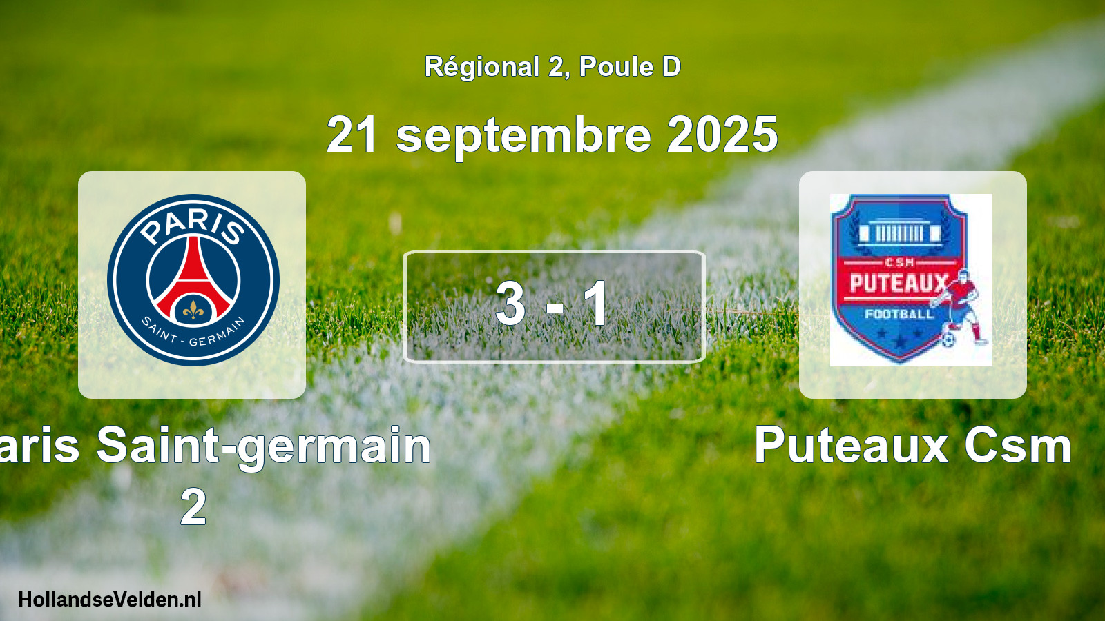 Total number of matches played: Paris Saint-germain 2 - Puteaux Csm 3 - 1 (21 September 2025)