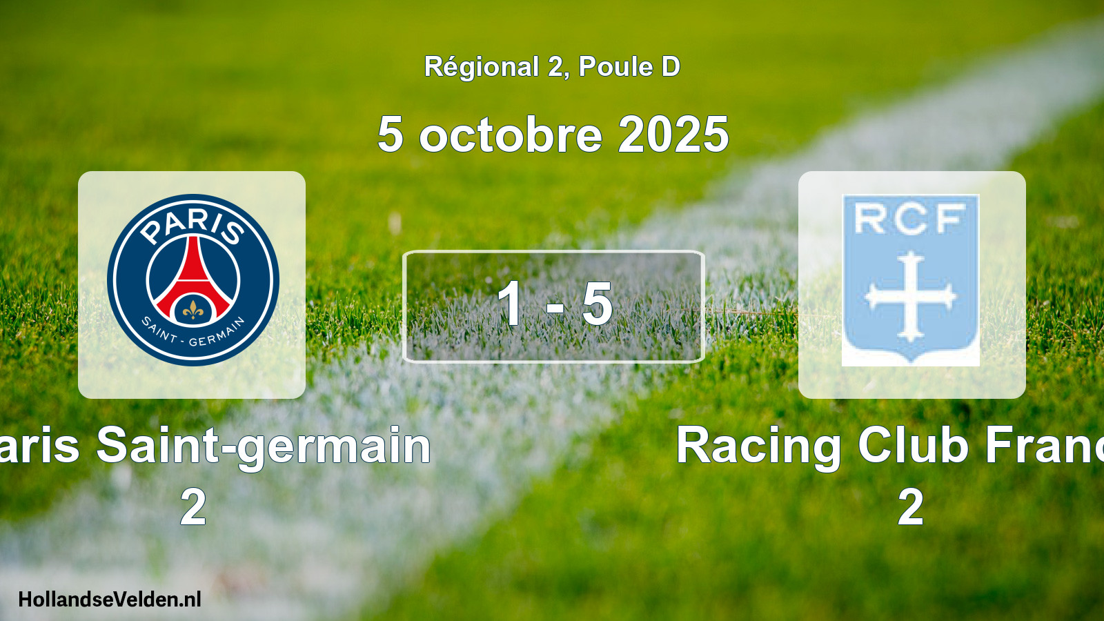 Gespeelde wedstrijd: Paris Saint-germain 2 - Racing Club France 2 1 - 5 (5 octobre 2025)