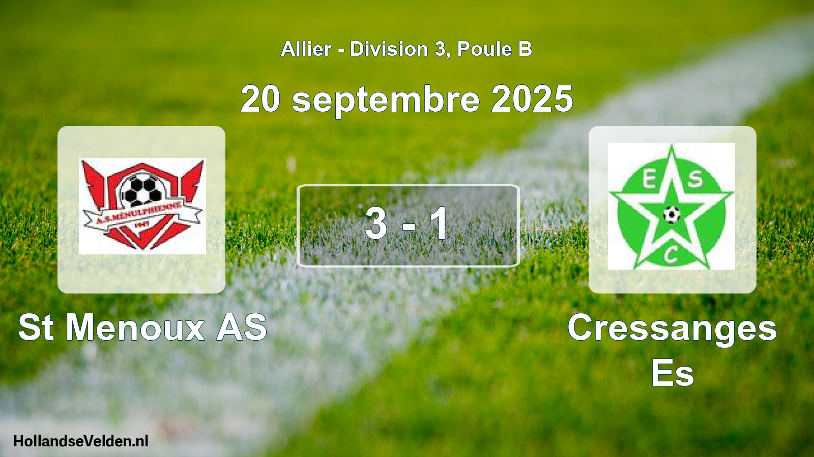 Gespeelde wedstrijd: St Menoux AS - Cressanges Es 3 - 1 (20 september 2025)