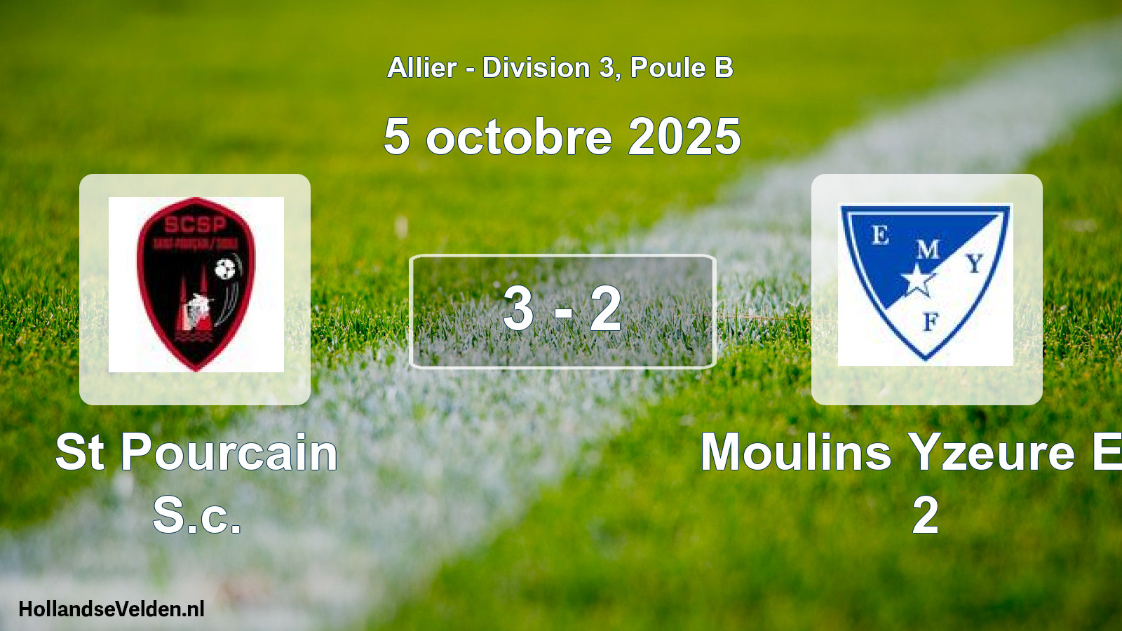Gespeelde wedstrijd: St Pourcain S.c. - Moulins Yzeure Et. 2 3 - 2 (5 oktober 2025)