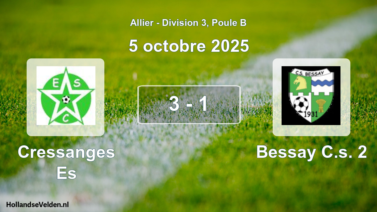 Match joué: Cressanges Es - Bessay C.s. 2 3 - 1 (5 octobre 2025)