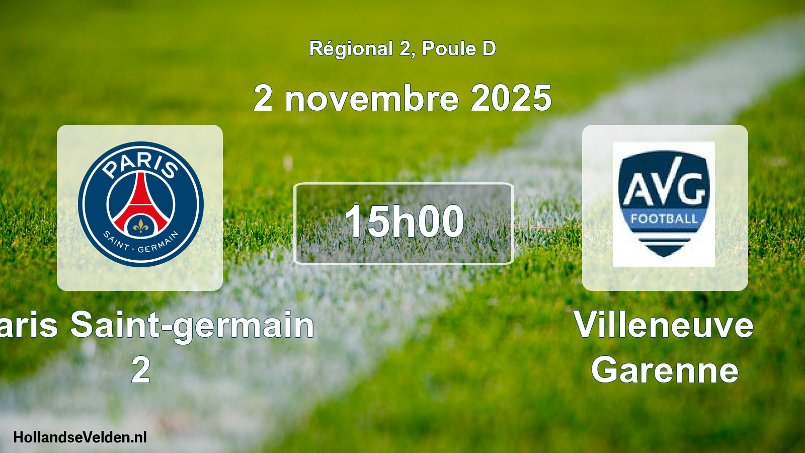Geplande wedstrijd: Paris Saint-germain 2 - Villeneuve Garenne (2 novembre 2025)