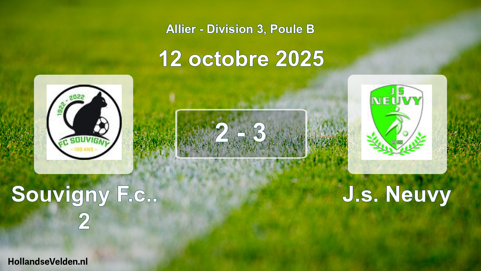 Gespeelde wedstrijd: Souvigny F.c.. 2 - J.s. Neuvy 2 - 3 (12 oktober 2025)