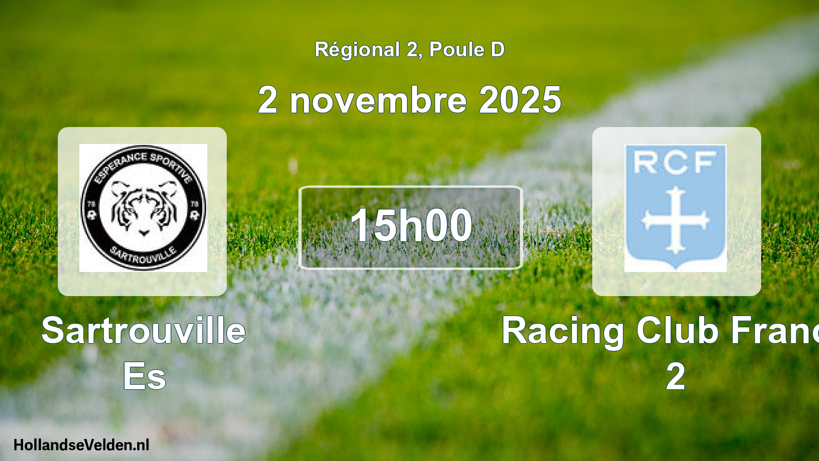 Geplande wedstrijd: Sartrouville Es - Racing Club France 2 (2 novembre 2025)