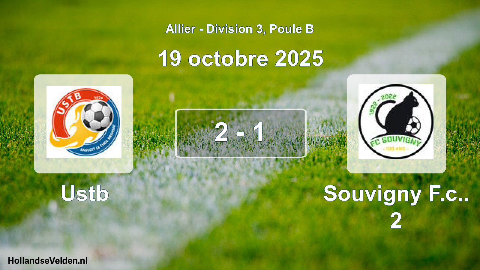 Match joué: Ustb - Souvigny F.c.. 2 2 - 1 (19 octobre 2025)