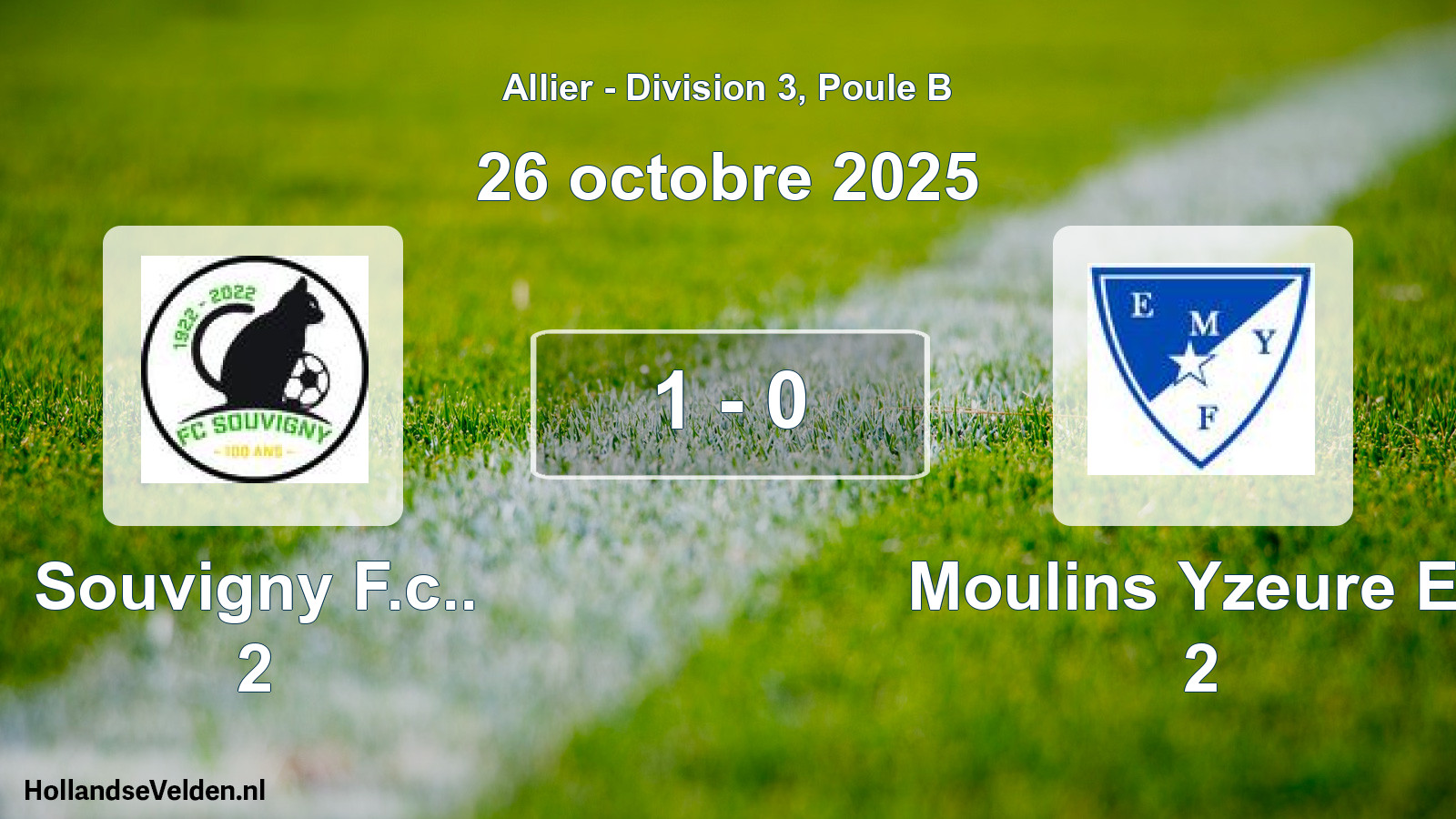 Gespeelde wedstrijd: Souvigny F.c.. 2 - Moulins Yzeure Et. 2 1 - 0 (26 oktober 2025)