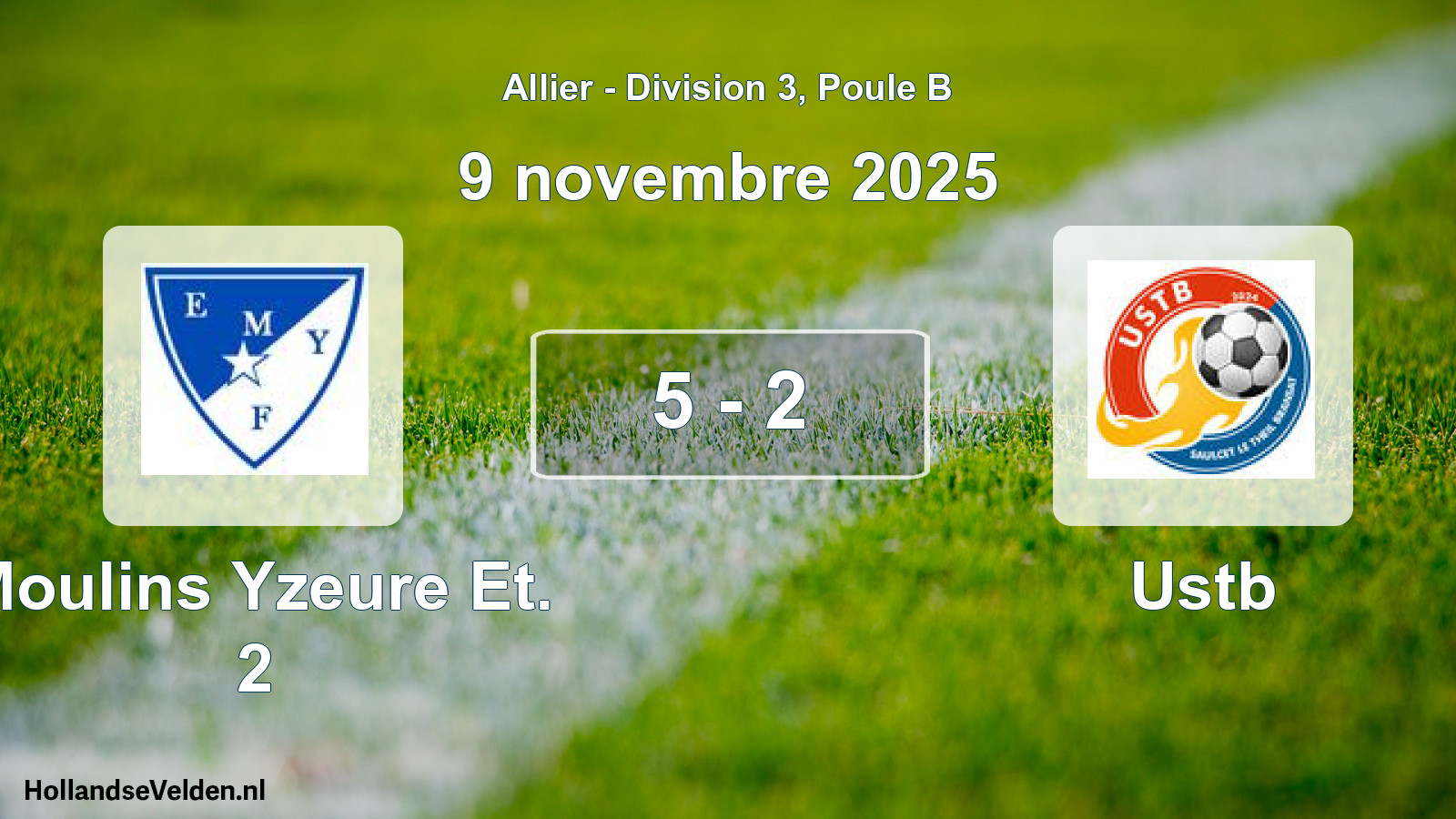 Gespeelde wedstrijd: Moulins Yzeure Et. 2 - Ustb 5 - 2 (9 november 2025)