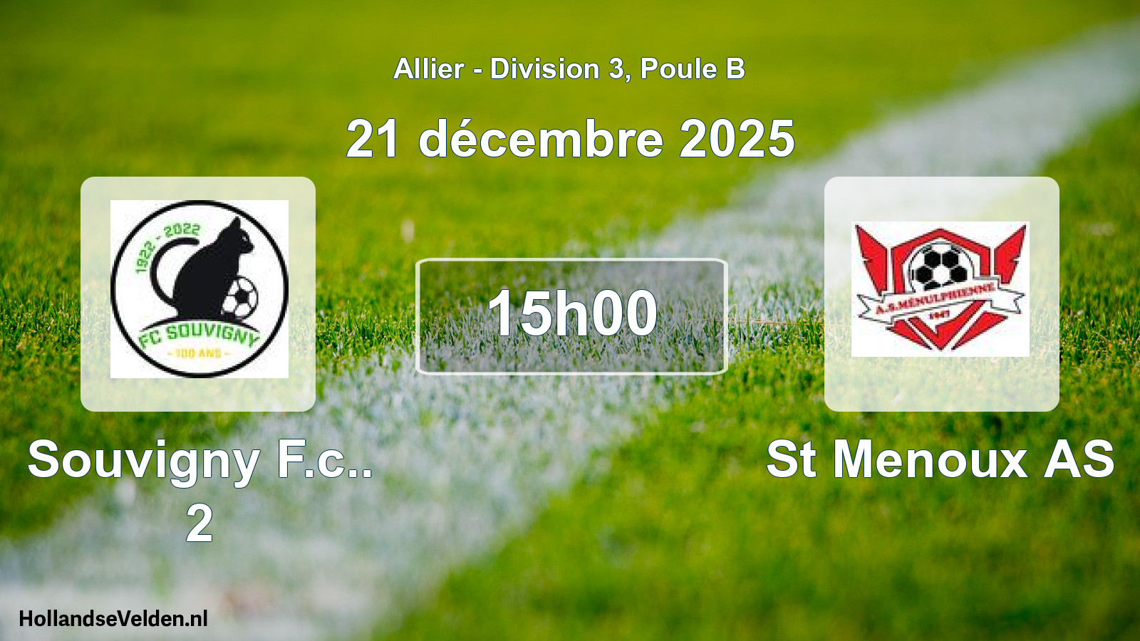 Match programmé: Souvigny F.c.. 2 - St Menoux AS (21 décembre 2025)