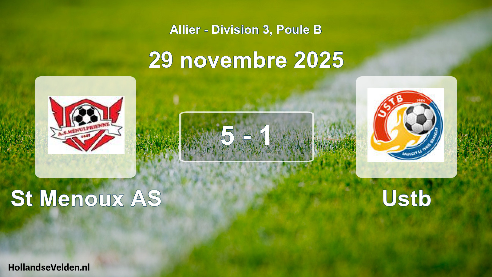 Match joué: St Menoux AS - Ustb 5 - 1 (29 novembre 2025)