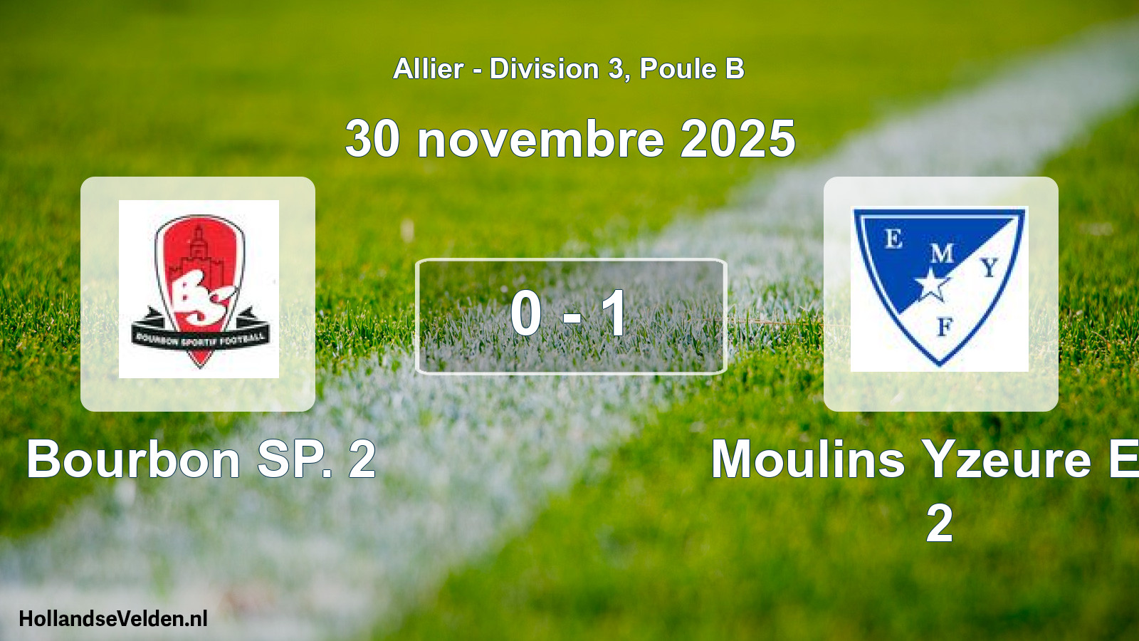 Gespeelde wedstrijd: Bourbon SP. 2 - Moulins Yzeure Et. 2 0 - 1 (30 november 2025)