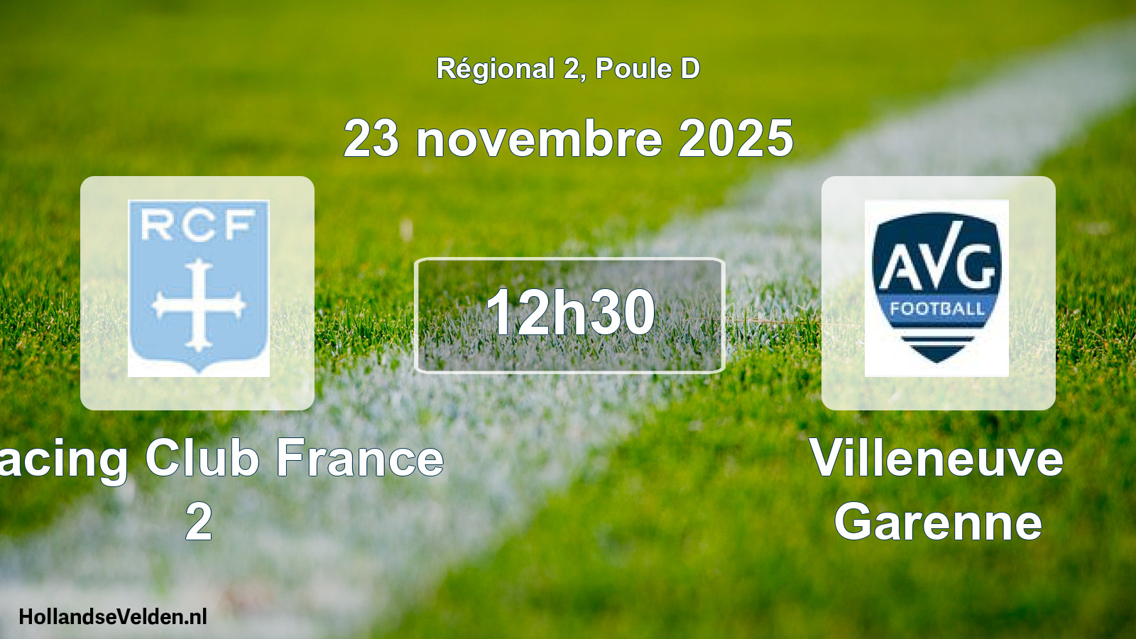Geplande wedstrijd: Racing Club France 2 - Villeneuve Garenne (23 novembre 2025)