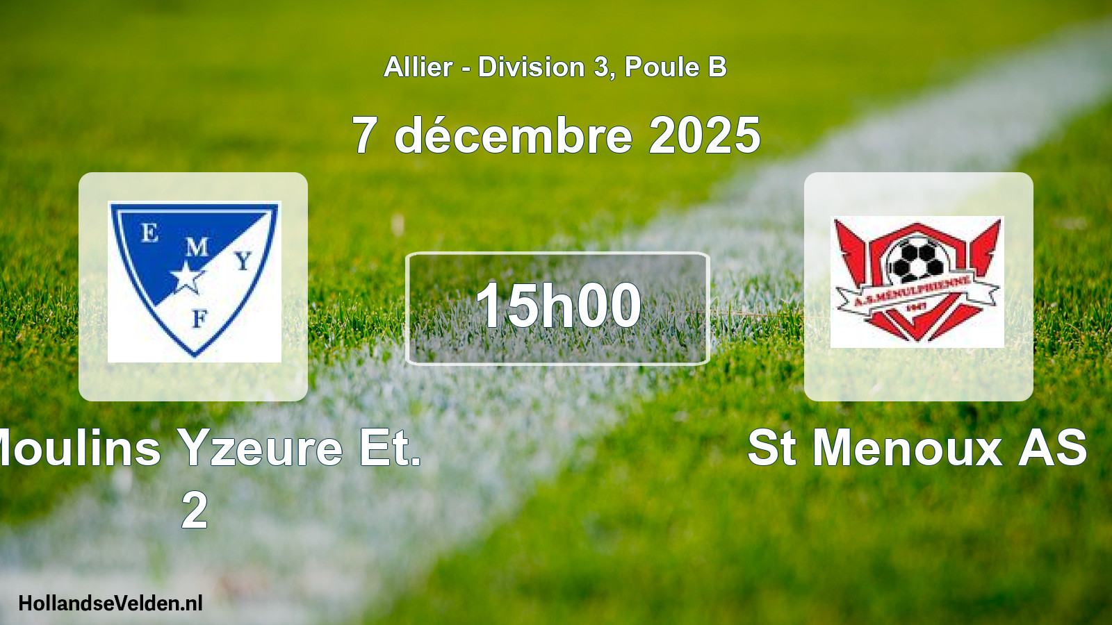 Geplande wedstrijd: Moulins Yzeure Et. 2 - St Menoux AS (7 december 2025)
