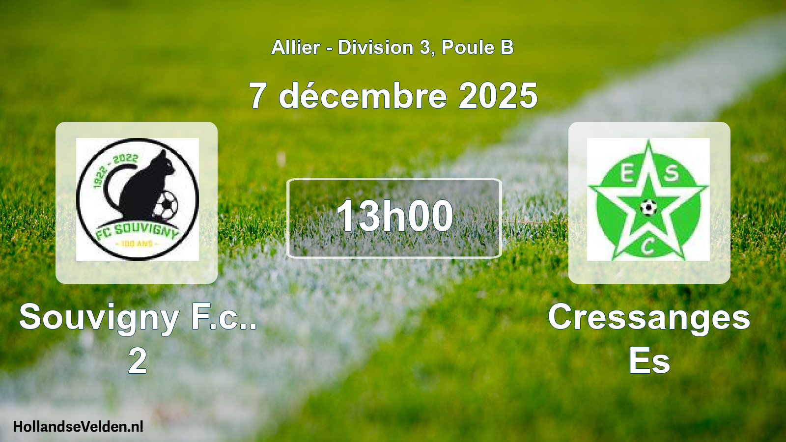 Geplande wedstrijd: Souvigny F.c.. 2 - Cressanges Es (7 december 2025)
