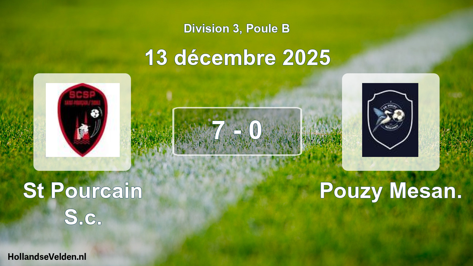 Total number of matches played: St Pourcain S.c. - Pouzy Mesan. 7 - 0 (13 December 2025)