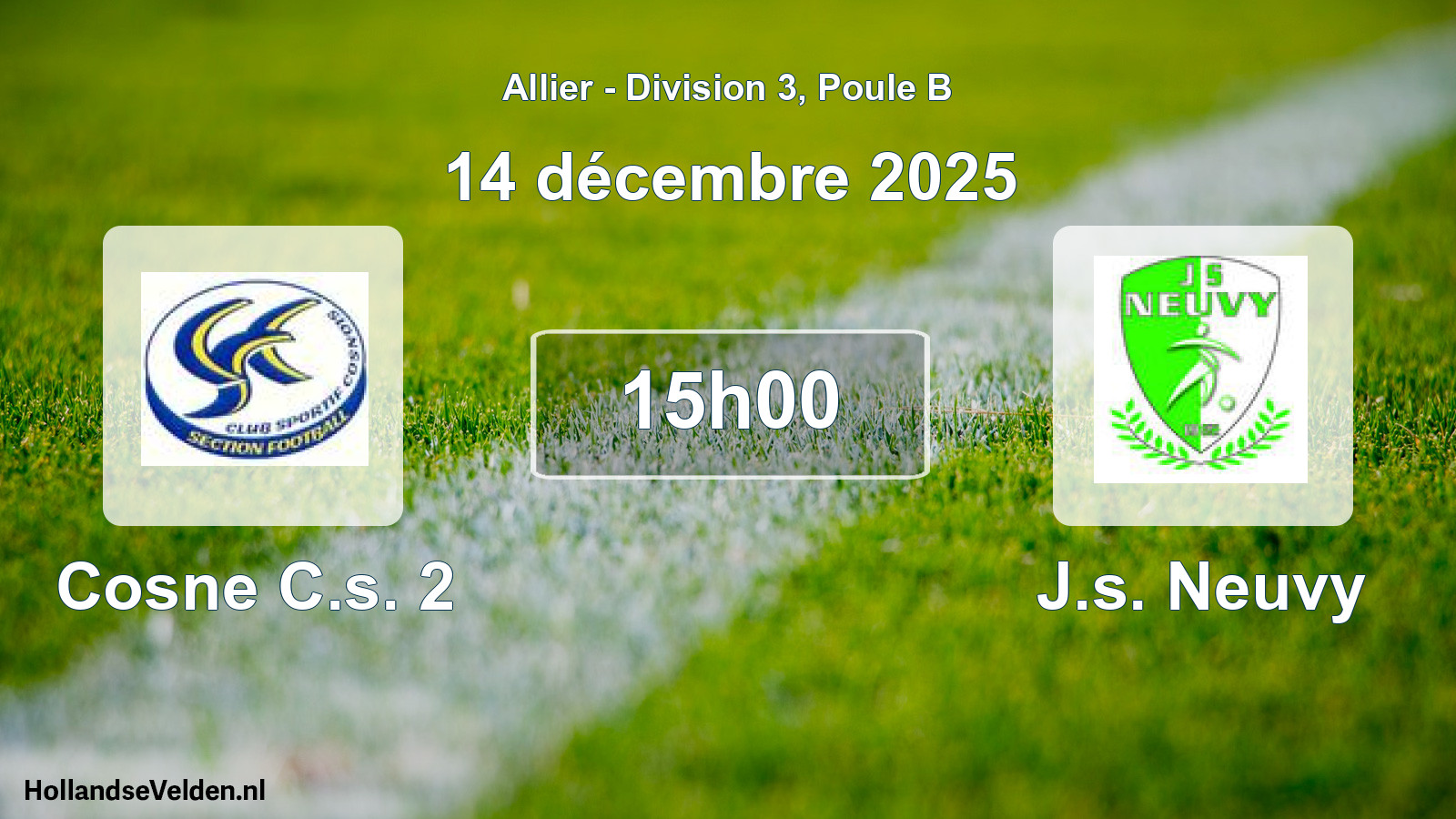 Match programmé: Cosne C.s. 2 - J.s. Neuvy (14 décembre 2025)