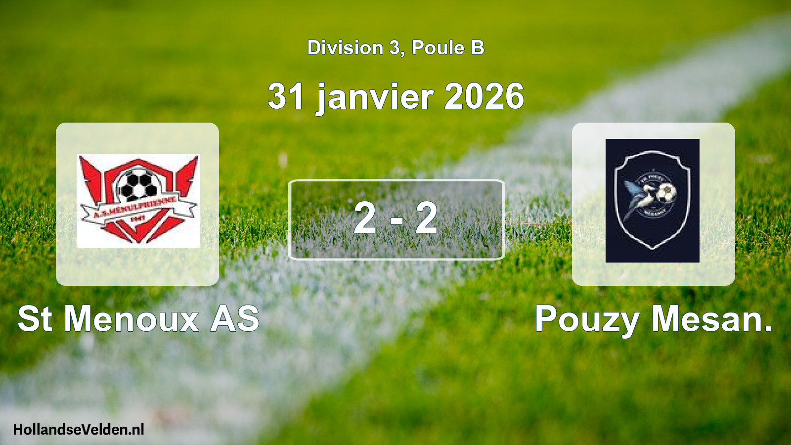 Gespeelde wedstrijd: St Menoux AS - Pouzy Mesan. 2 - 2 (31 januari 2026)
