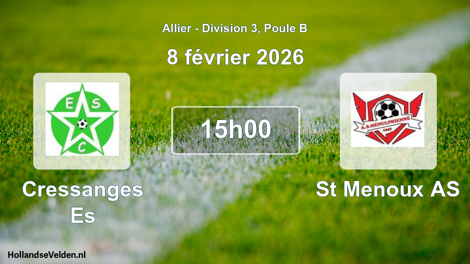 Match programmé: Cressanges Es - St Menoux AS (8 février 2026)