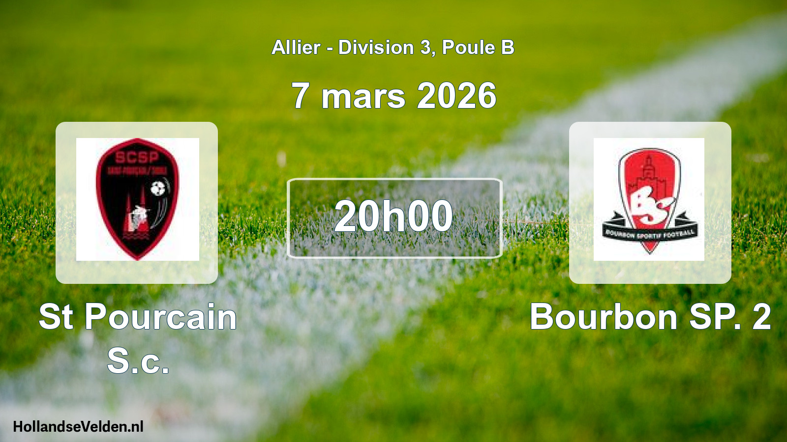 Geplande wedstrijd: St Pourcain S.c. - Bourbon SP. 2 (7 maart 2026)