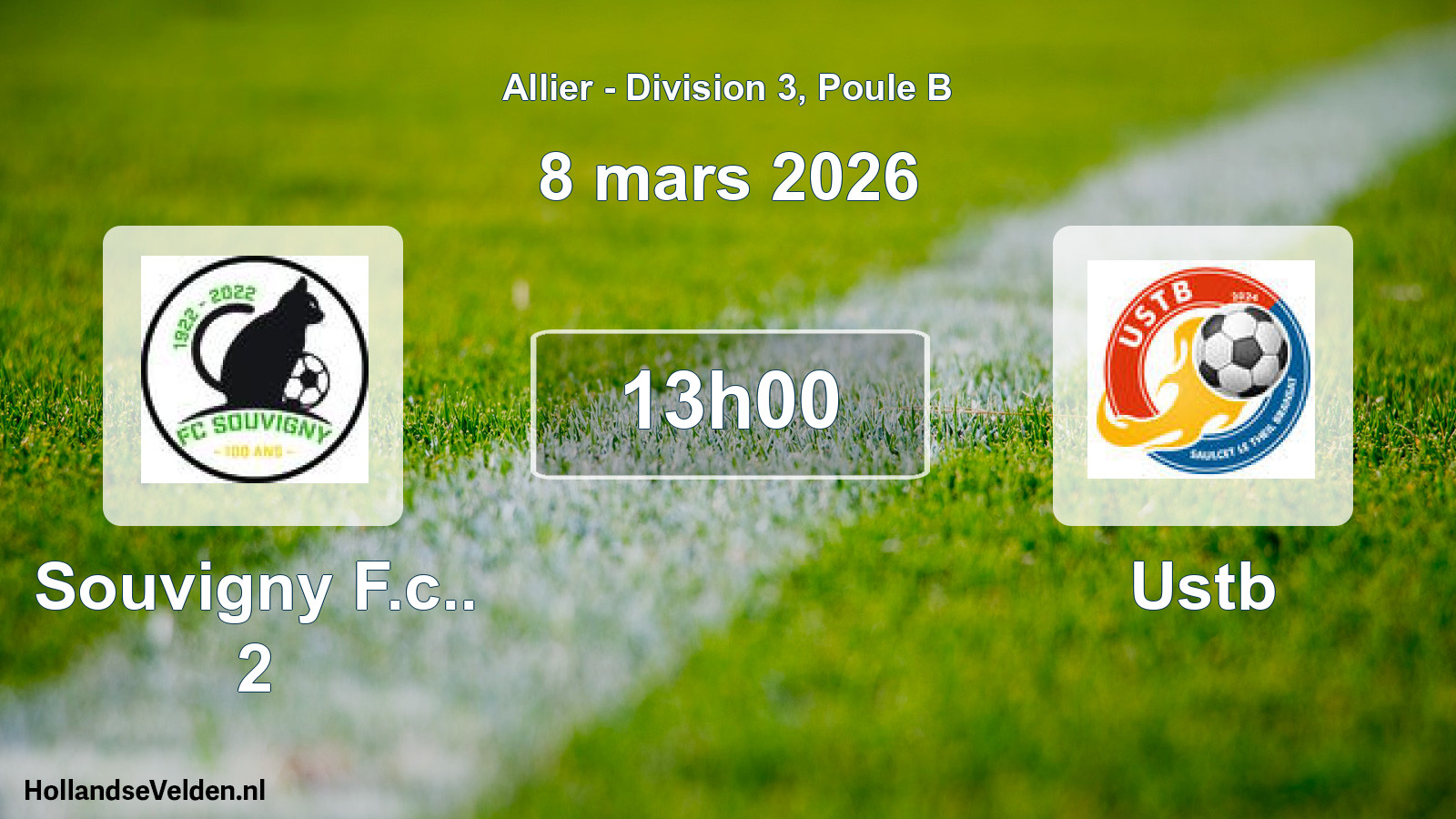 Match programmé: Souvigny F.c.. 2 - Ustb (8 mars 2026)