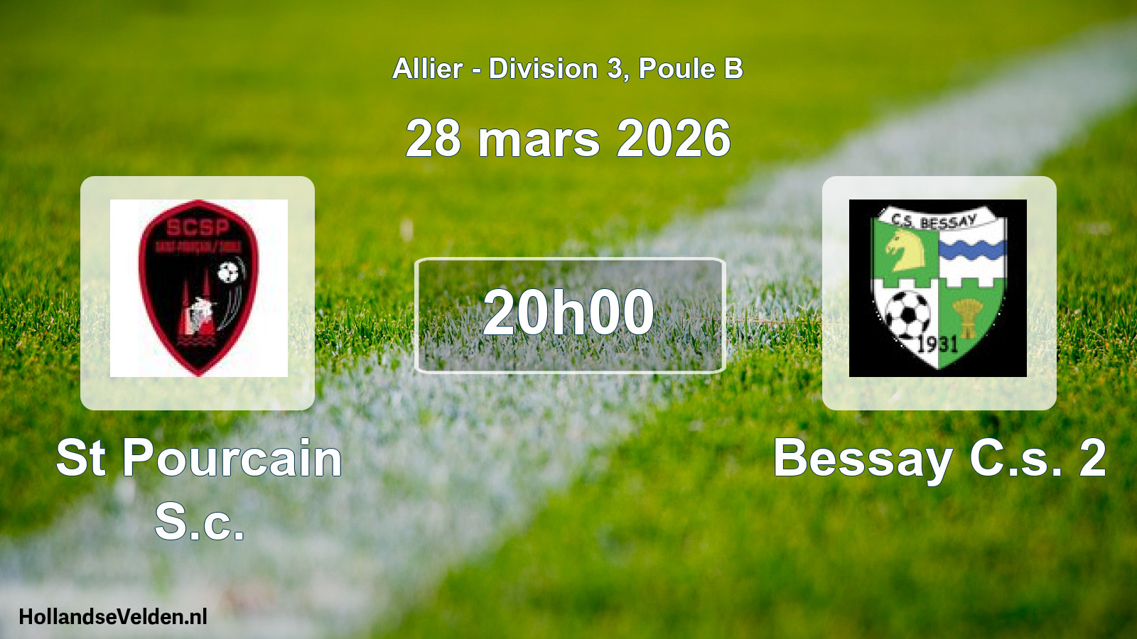 Match programmé: St Pourcain S.c. - Bessay C.s. 2 (28 mars 2026)