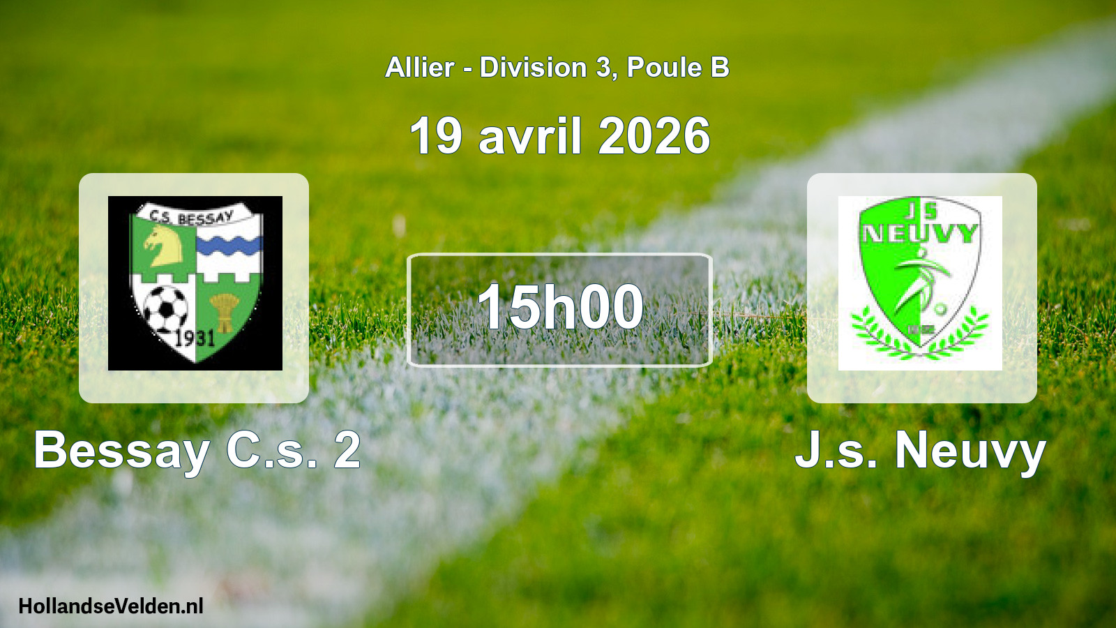 Match programmé: Bessay C.s. 2 - J.s. Neuvy (19 avril 2026)