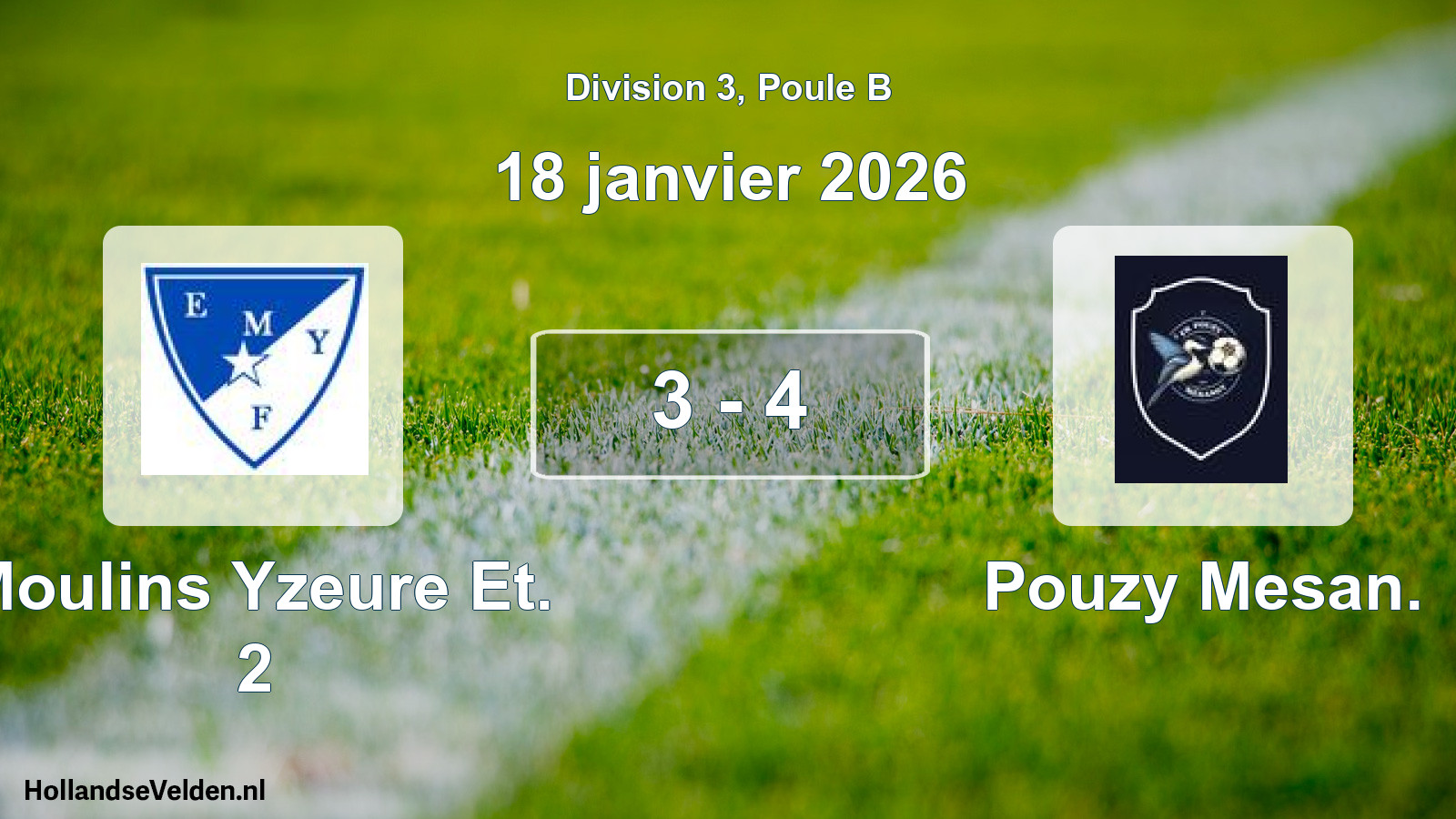 Match joué: Moulins Yzeure Et. 2 - Pouzy Mesan. 3 - 4 (18 janvier 2026)