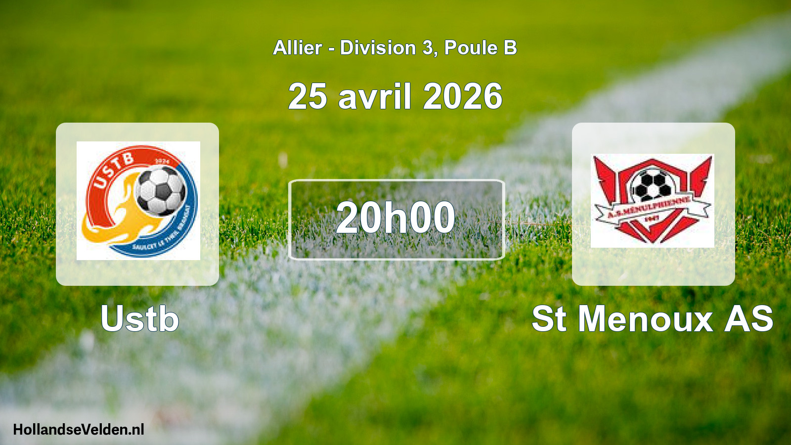 Match programmé: Ustb - St Menoux AS (25 avril 2026)