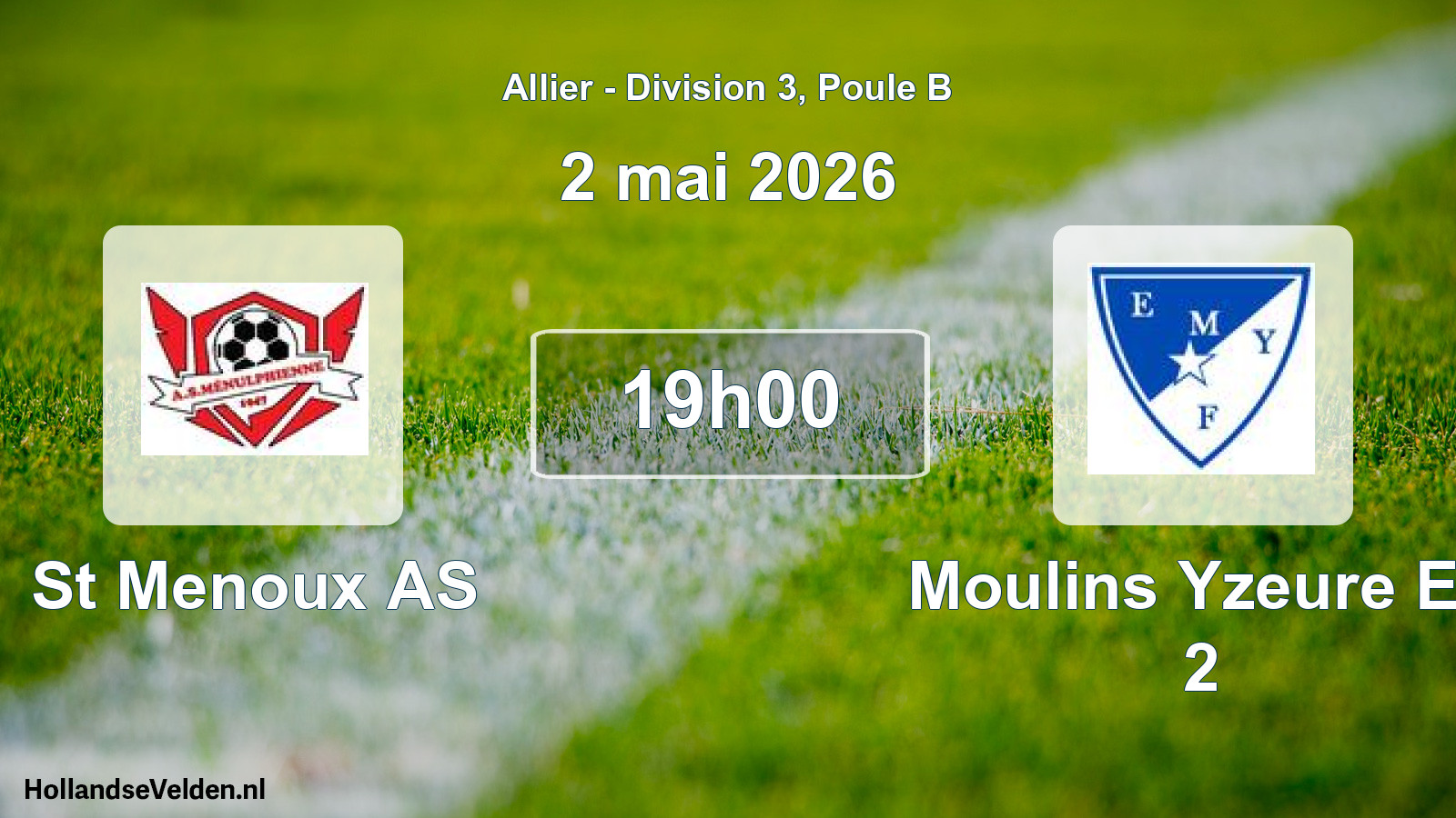 Geplande wedstrijd: St Menoux AS - Moulins Yzeure Et. 2 (2 mei 2026)