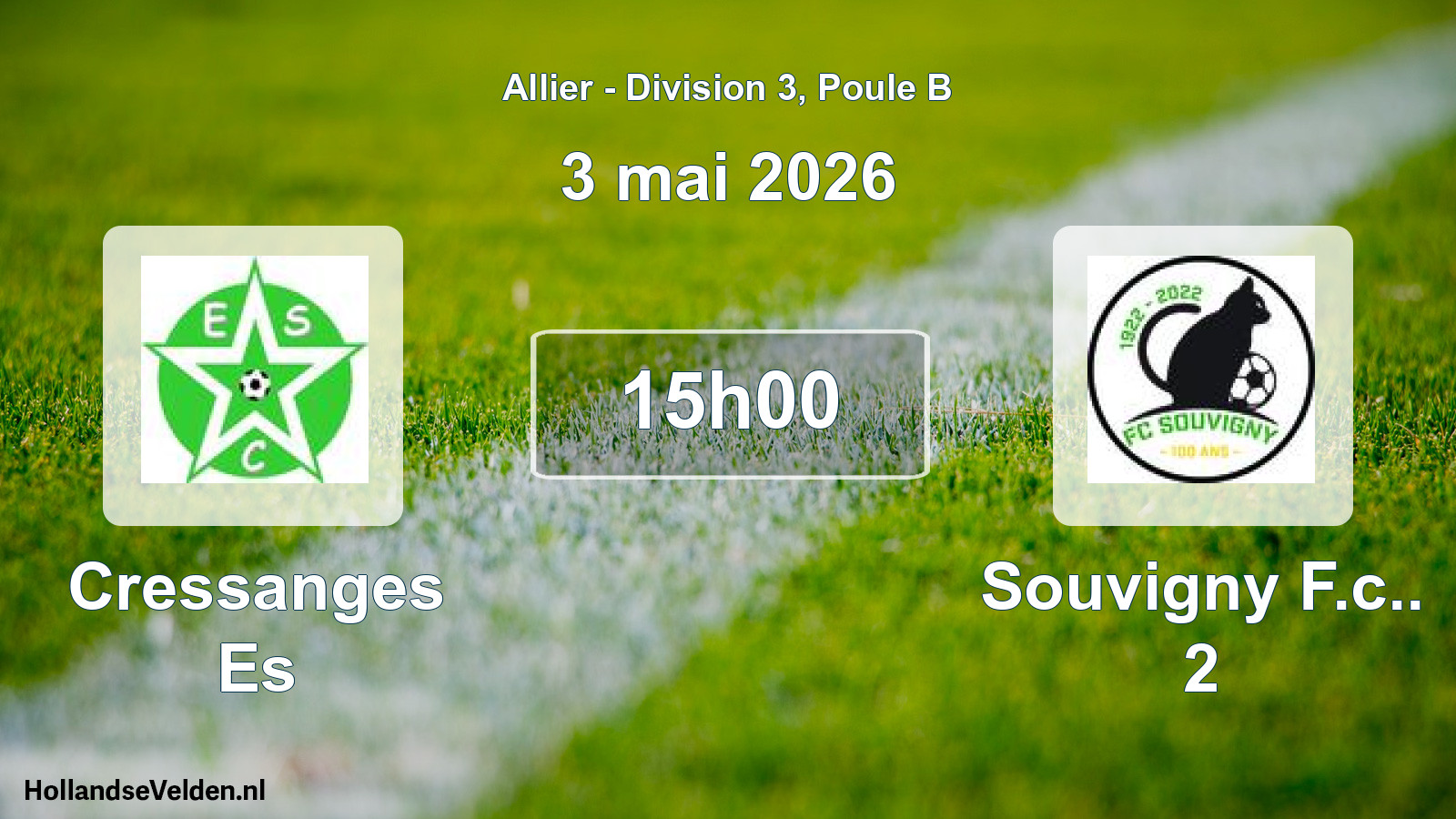 Geplande wedstrijd: Cressanges Es - Souvigny F.c.. 2 (3 mei 2026)