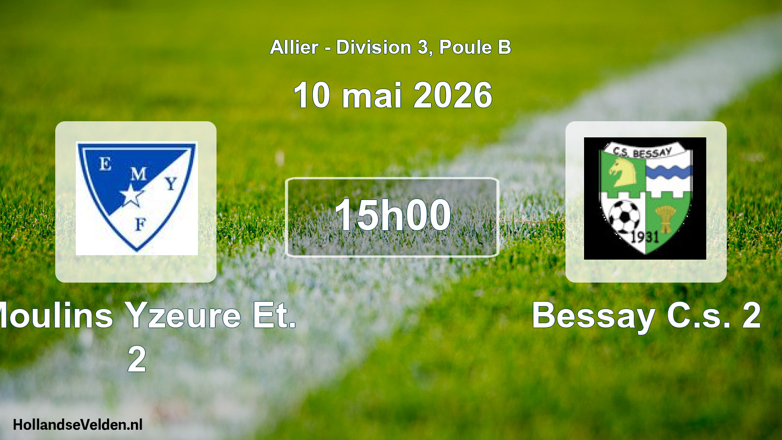 Match programmé: Moulins Yzeure Et. 2 - Bessay C.s. 2 (10 mai 2026)