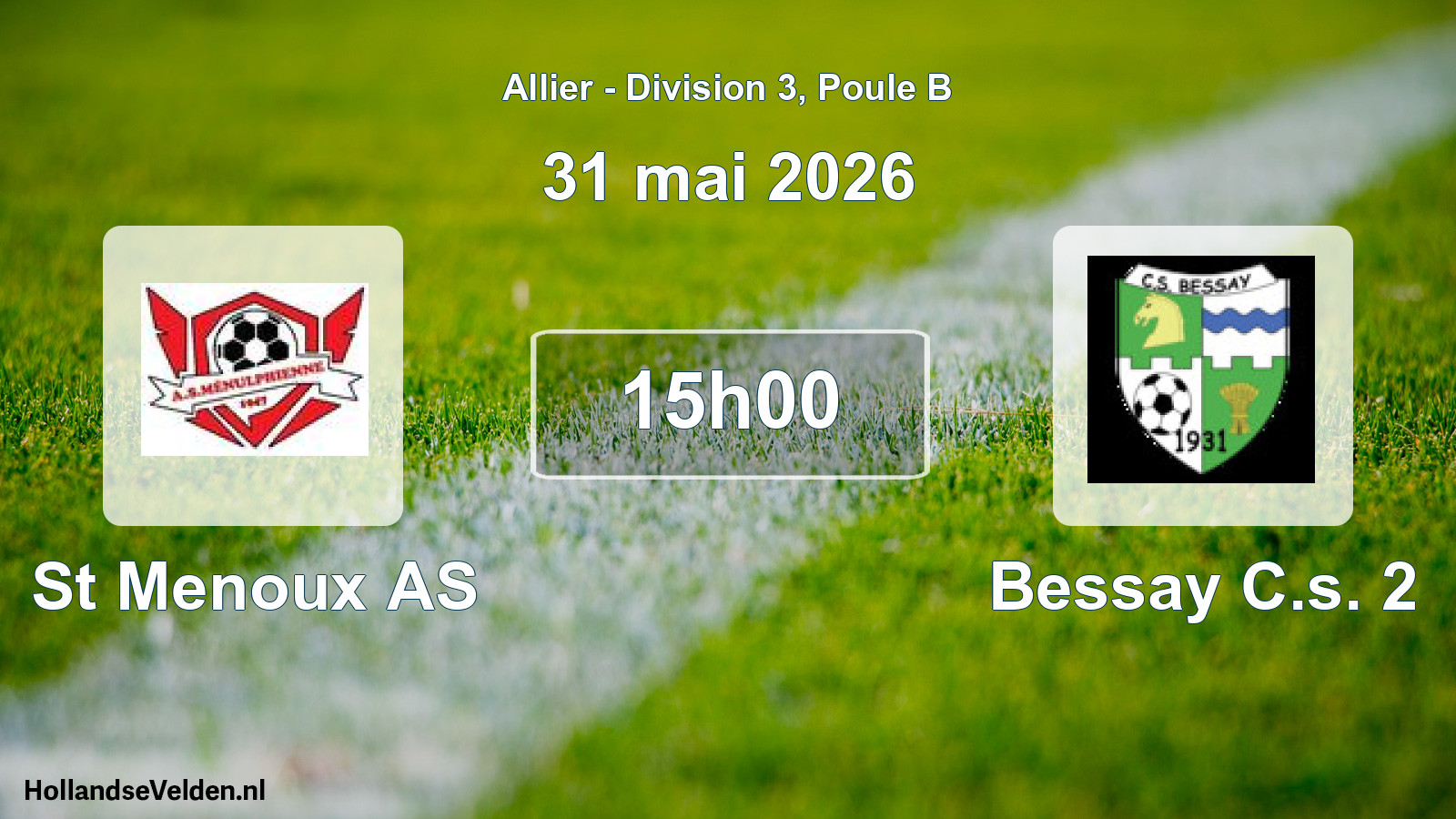 Match programmé: St Menoux AS - Bessay C.s. 2 (31 mai 2026)