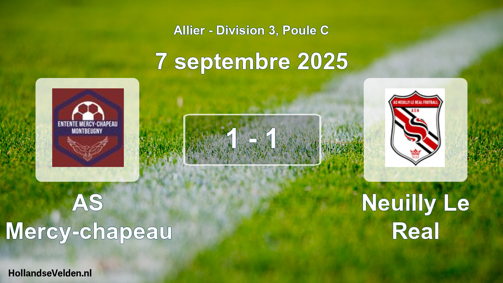 Gespeelde wedstrijd: AS Mercy-chapeau - Neuilly Le Real 1 - 1 (7 september 2025)