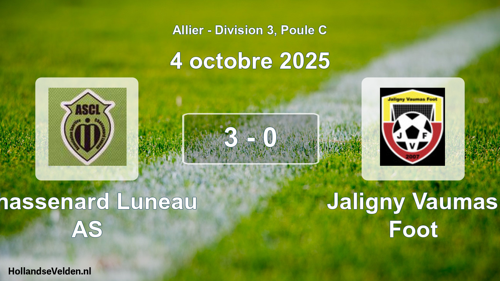 Gespeelde wedstrijd: Chassenard Luneau AS - Jaligny Vaumas Foot 3 - 0 (4 oktober 2025)