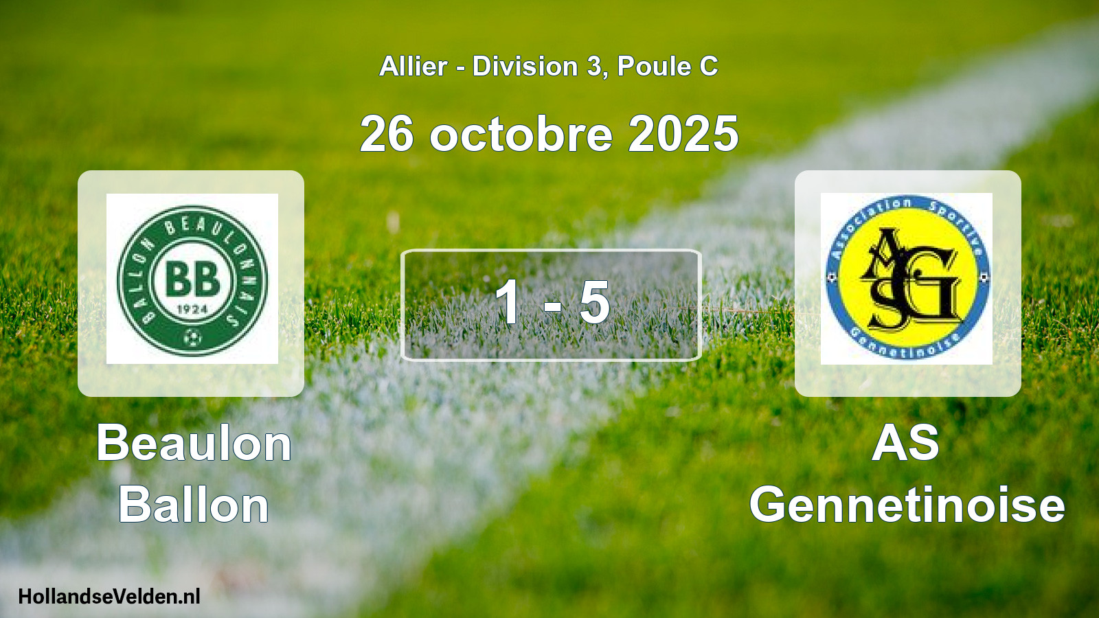 Gespeelde wedstrijd: Beaulon Ballon - AS Gennetinoise 1 - 5 (26 oktober 2025)