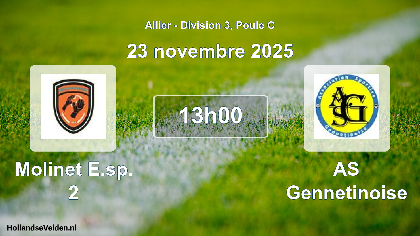 Match programmé: Molinet E.sp. 2 - AS Gennetinoise (23 novembre 2025)