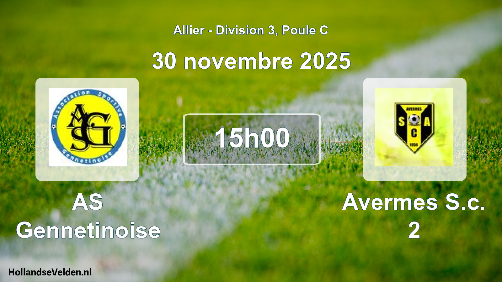 Match programmé: AS Gennetinoise - Avermes S.c. 2 (30 novembre 2025)